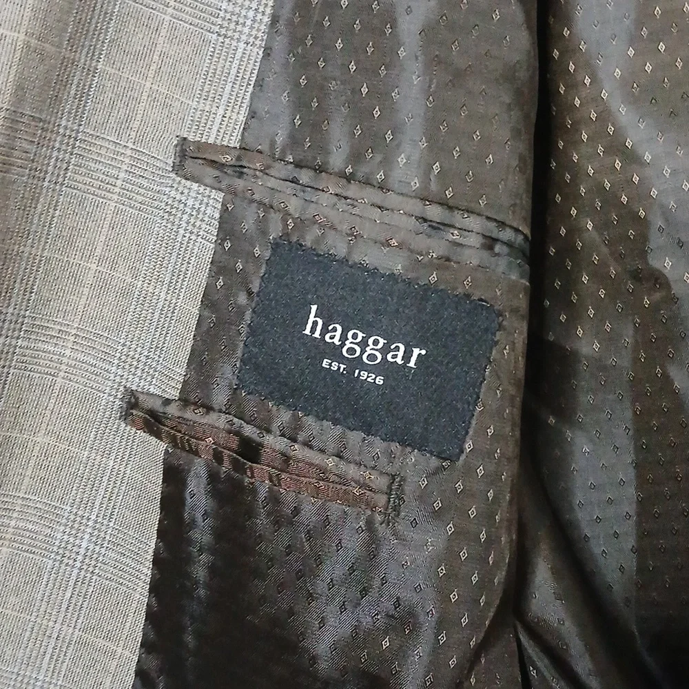 Haggar Mens Plaid‎ Coat Blazer Size 46L